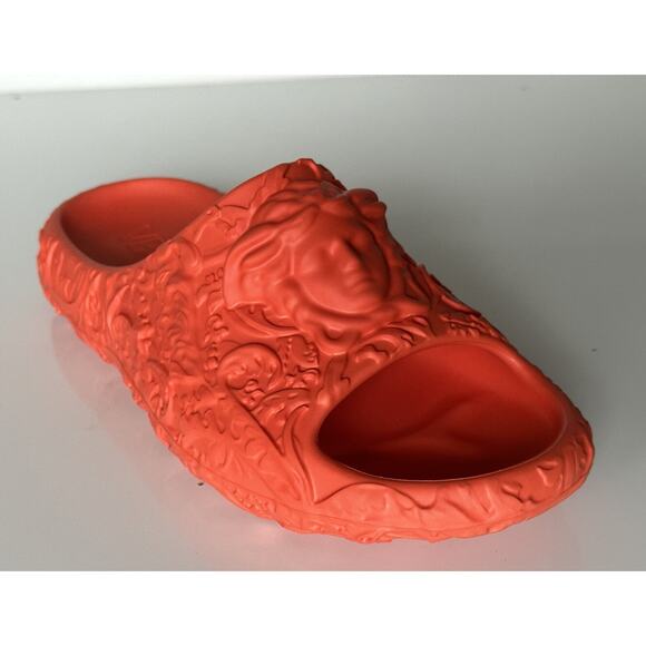 NIB $525 Versace Medusa Head Slides Pool Sandals Orange 13 US (46) 1005746 IT - Picture 1 of 14